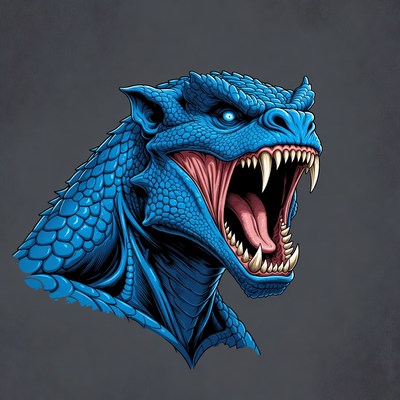 Roaring Blue Dragon Head
