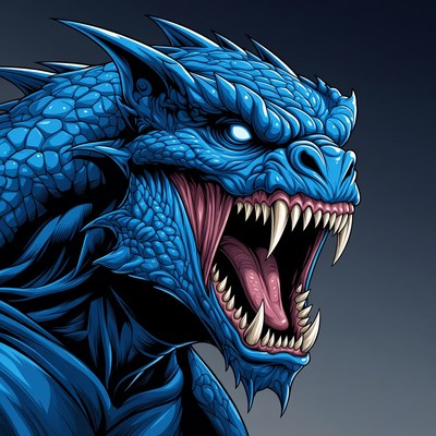 Roaring Blue Dragon Head