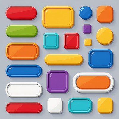 Colorful Cartoon Buttons Set