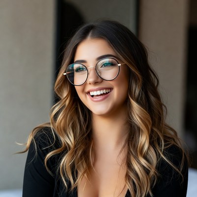 Smiling woman with glasses