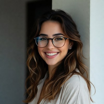 Smiling woman with glasses