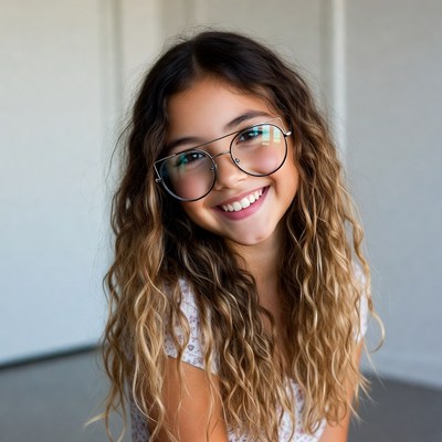 Smiling girl with glasses