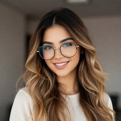 Smiling woman with glasses