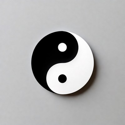 Yin Yang Symbol on Gray Background