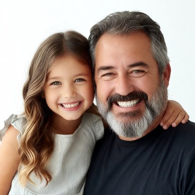 Smiling girl hugging father
