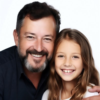 Father hugging smiling daughter