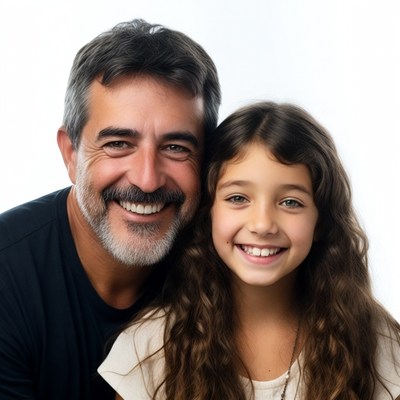 Smiling father and daughter portrait