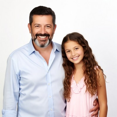 Father and daughter smiling together