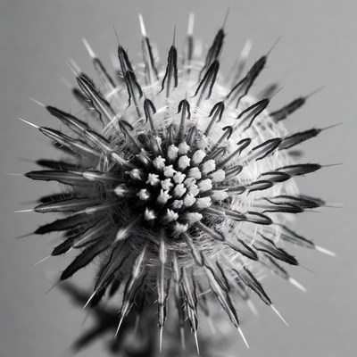 Black and white thistle flower