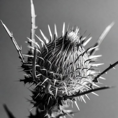 Closeup of spiky thistle flower head
