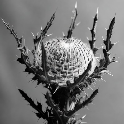 Spiky Thistle Flower Head Closeup