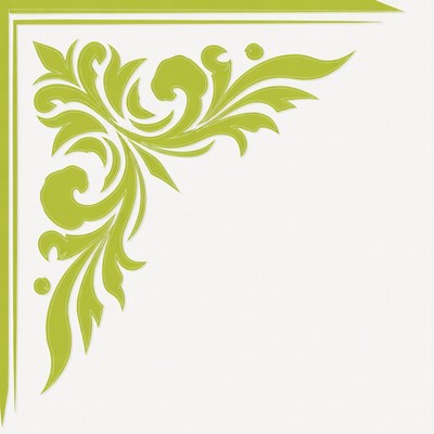 Green Floral Corner Border