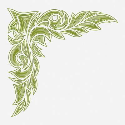 Green Ornate Leaf Corner Design
