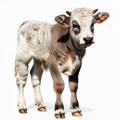 Cute white calf standing