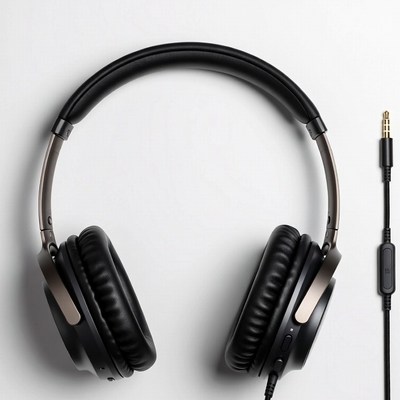 Black Wireless Headphones with Cable