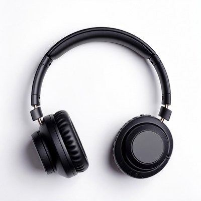 Black Wireless Headphones on White Background