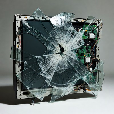 Broken Smashed TV Screen