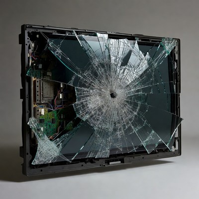 Shattered LCD TV Screen