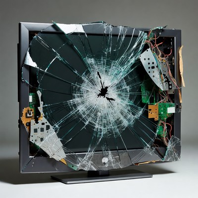 Shattered Broken Flat Screen TV