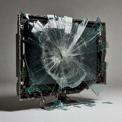 Shattered Broken Flat Screen TV