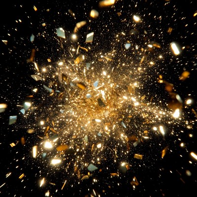Golden Confetti Burst on Black