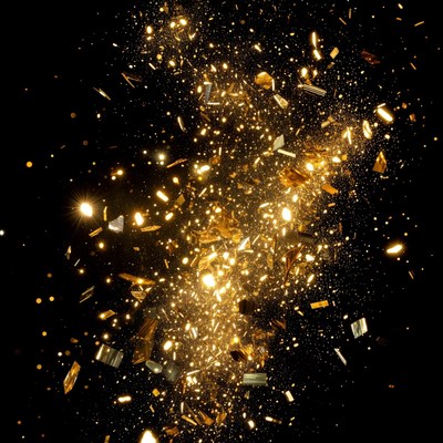 Golden Confetti Burst on Black