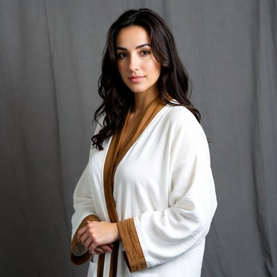 Woman in white kimono robe