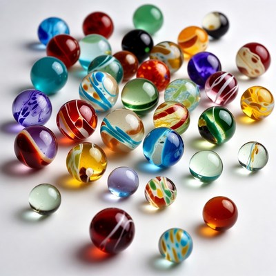 Colorful Glass Marbles on White Background