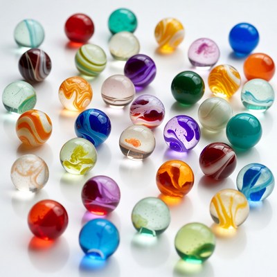 Colorful Marbles on White Background