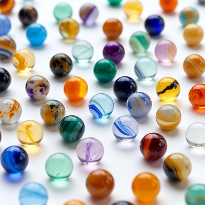 Colorful Marbles on White Background