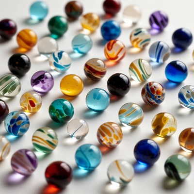 Colorful Marbles on White Background