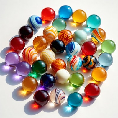 Colorful Marbles Arranged in Circle