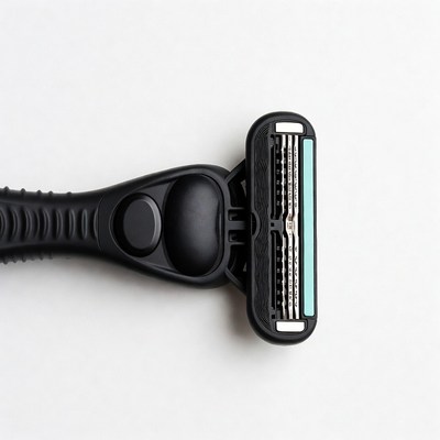 Black men's razor on white background