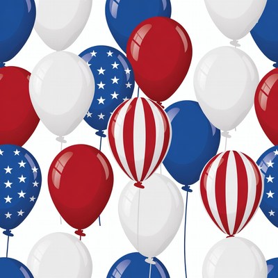 Patriotic Red White Blue Balloons