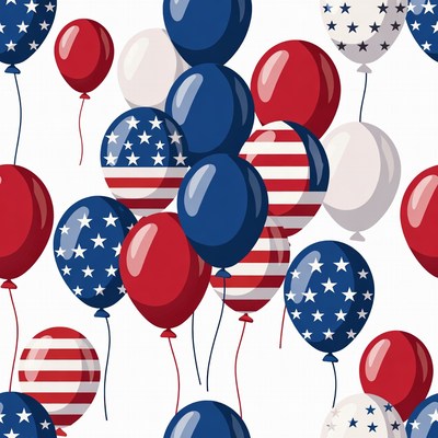 Patriotic American Flag Balloons Pattern