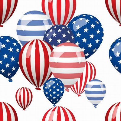 American Flag Balloons Seamless Pattern