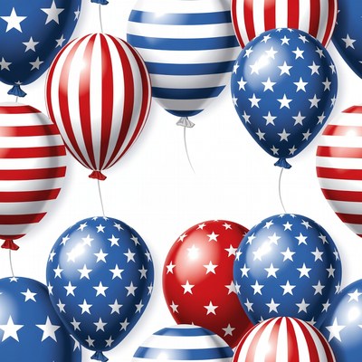 Patriotic Red White Blue Balloons