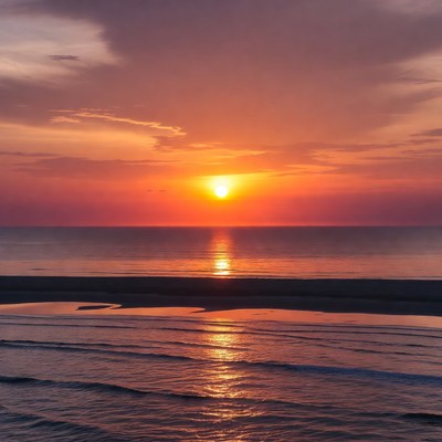 Sunset over ocean beach