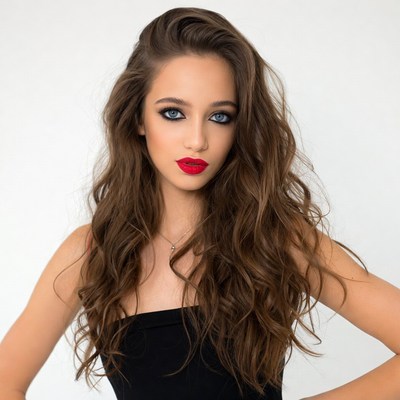 Young woman with wavy brown hair