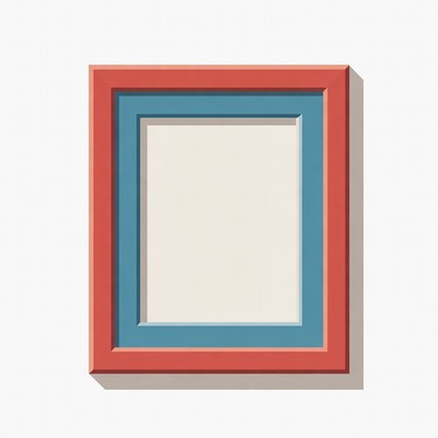 Empty Red Blue Picture Frame