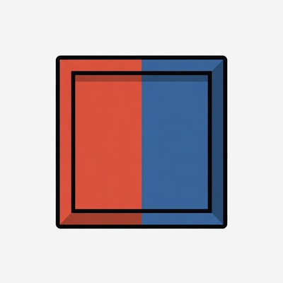 Red Blue Split Square Frame