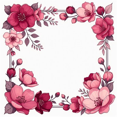 Pink Rose Flower Frame
