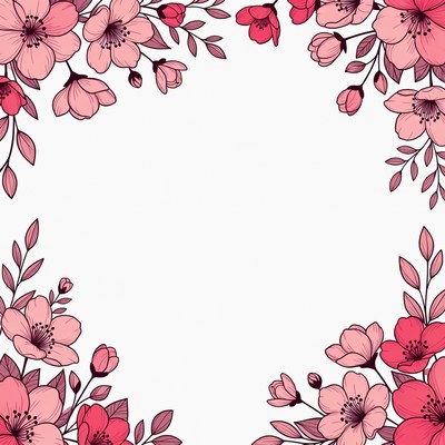 Pink Cherry Blossom Flower Border