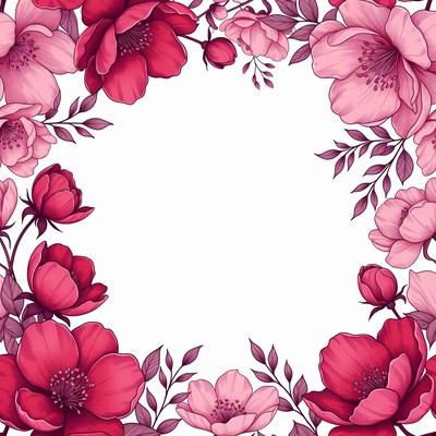 Pink Red Flower Frame Border