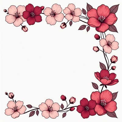 Pink and Red Flower Border Illustration
