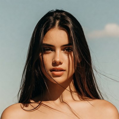 Beautiful woman with long dark hair