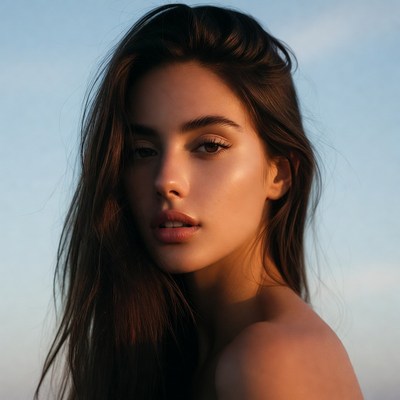 Beautiful woman with long brown hair