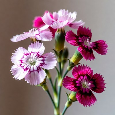 Pink and White Dianthus Flowers Bouquet