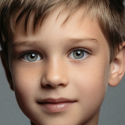 Young boy smiling close-up