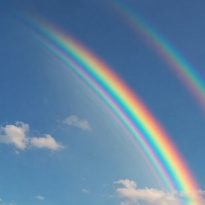 Double Rainbow in Blue Sky